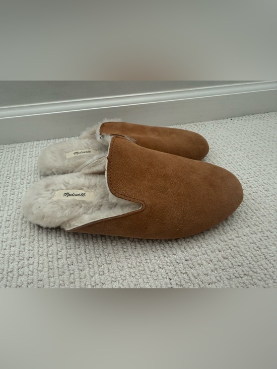 Madewell Shoes - Madewell Brown Suede Shearling Slip-On Mules